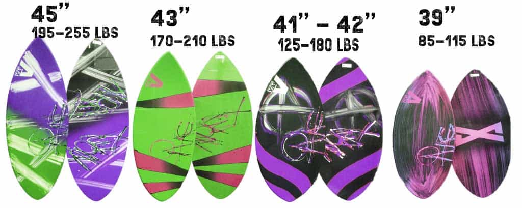 Zap Wedge Skimboard Size Chart